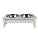Clayre & Eef Dog Bowl 2x500 ml White Wood Iron Rectangle