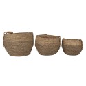 Clayre & Eef Storage Basket Set of 3 Ø 38x31 cm Brown Seagrass Round