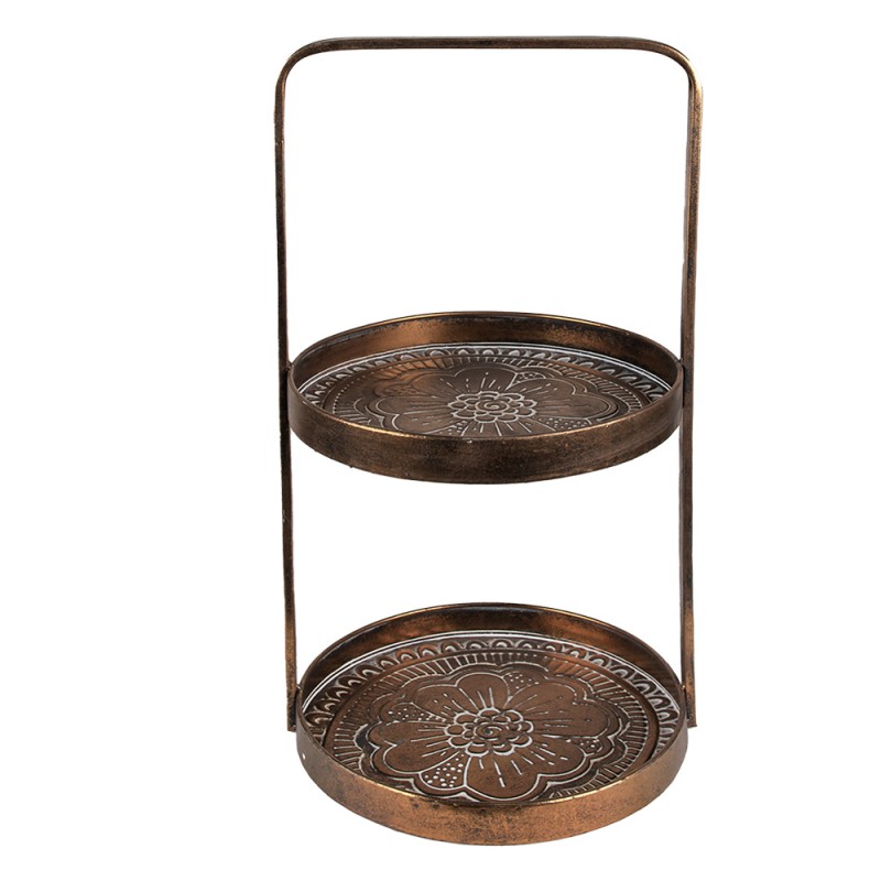 Clayre & Eef 2-Tiered Stand Ø 29x53 cm Copper colored Metal