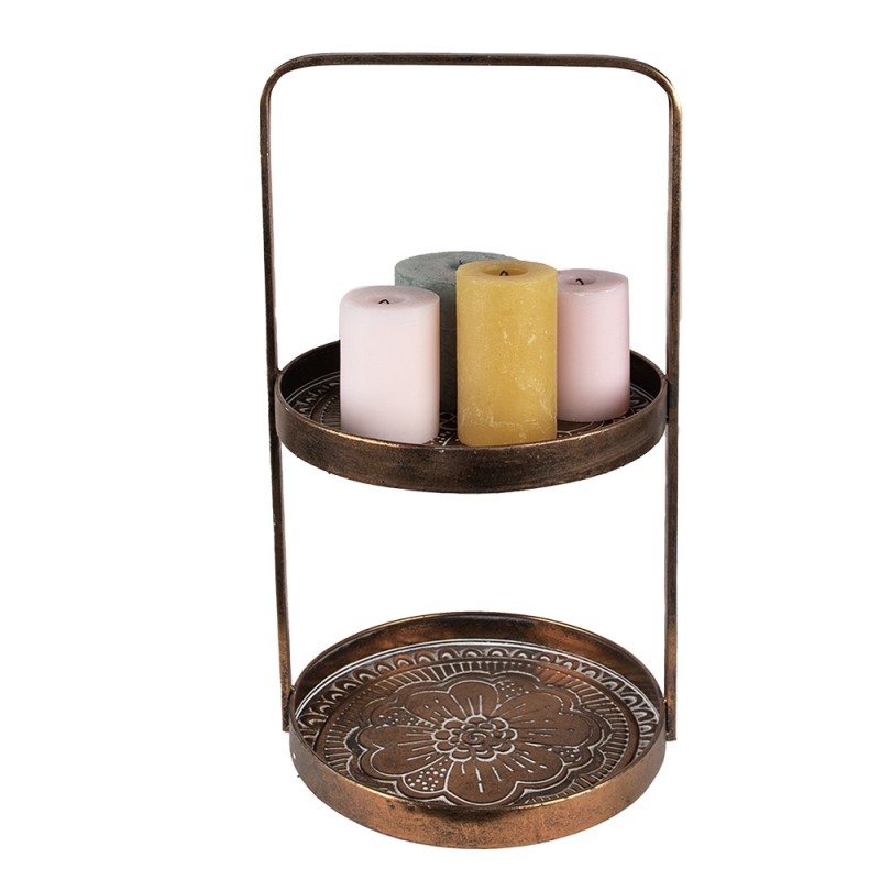 Clayre & Eef 2-Tiered Stand Ø 29x53 cm Copper colored Metal