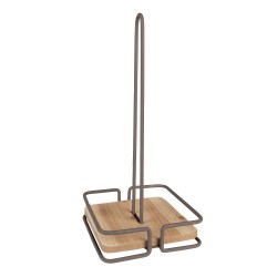 Clayre & Eef Portarotolo per la cucina 15x15x32 cm Marrone Ferro Legno