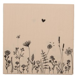 Clayre & Eef Servietten Papier 20er Set 33x33 cm (20) Rosa Papier Blumen