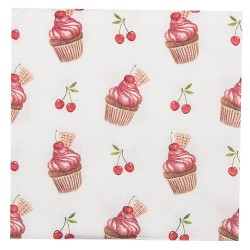 Clayre & Eef Tovaglioli Carta set di 20 33x33 cm (20) Beige Rosso Carta Cupcakes