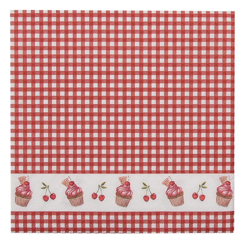 Clayre & Eef Serviettes Papier set de 20 33x33 cm (20) Rouge Blanc Papier Cupcakes