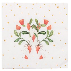 Clayre & Eef Tovaglioli Carta set di 20 33x33 cm (20) Bianco Rosso  Carta Quadrato Bastoncino di zucchero Natale