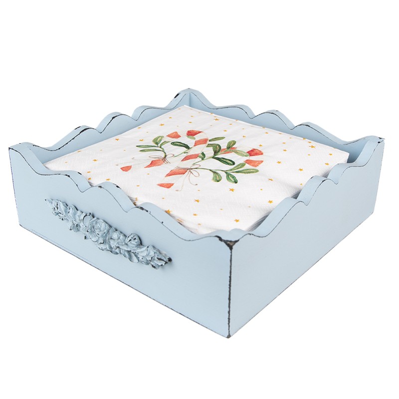 Clayre & Eef Servetten Papier Set van 20  33x33 cm (20) Wit Rood Papier Vierkant Zuurstok kerst