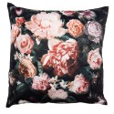 Clayre & Eef Cushion Cover 45x45 cm Black Pink Polyester Flowers