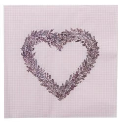 Clayre & Eef Napkins Paper Set of 20 33x33 cm (20) Pink Purple Paper Square Lavender Heart