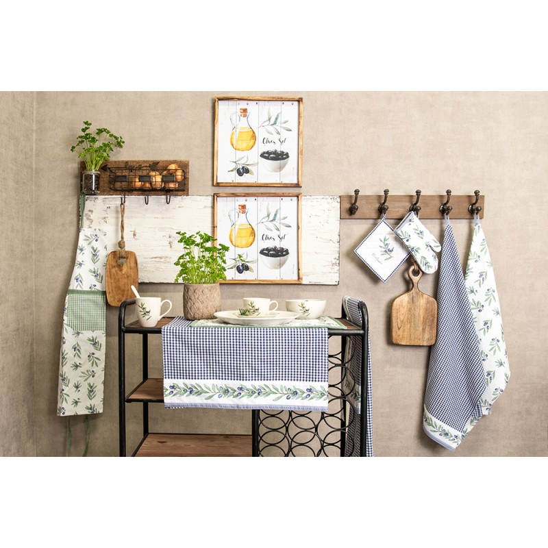 Clayre & Eef Tovaglioli Carta set di 20 33x33 cm (20) Bianco Blu  Carta Quadrato Olive