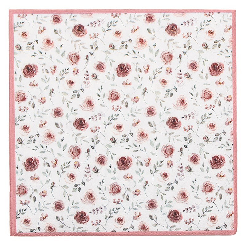 Clayre & Eef Tovaglioli Carta set di 20 33x33 cm (20) Bianco Rosso  Carta Quadrato Rose