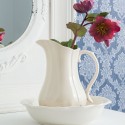 Clayre & Eef Set da toletta Bianco Ceramica Rotondo