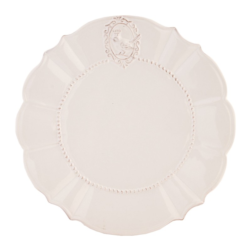 Clayre & Eef Assiette de dîner Ø 27 cm Blanc Céramique Rond