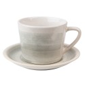 Clayre & Eef Cup and Saucer 200 ml Grey Green Ceramic