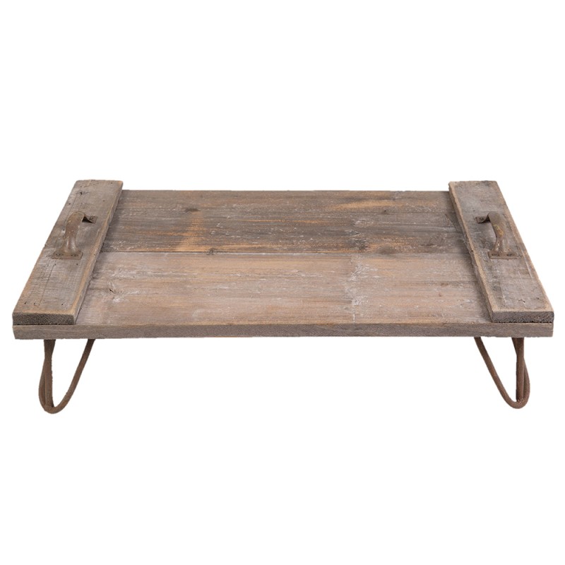 Clayre & Eef Decorative Serving Tray 56x38x16 cm Brown Wood Iron Rectangle