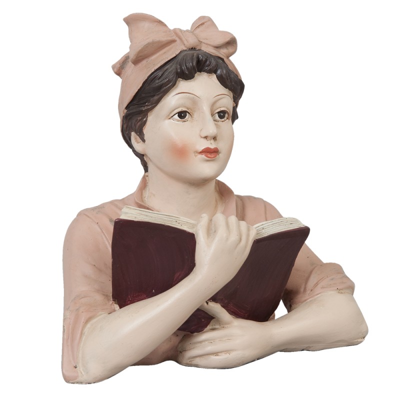 2Clayre & Eef Figurine Woman 16x11x19 cm Beige Pink