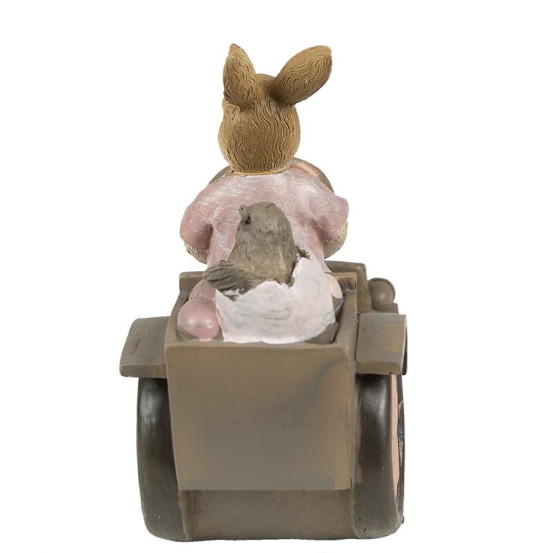 Clayre & Eef Figurine Rabbit 13x7x12 cm Pink Beige Polyresin