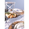 Clayre & Eef Bread Basket 35x35x8 cm Blue White Cotton Square Fishes