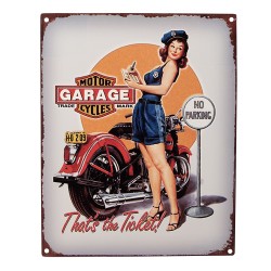 Clayre & Eef Text Sign 20x25 cm Grey Iron Motor Motor Cycles Garage