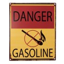 Clayre & Eef Tekstbord  20x25 cm Geel Rood Ijzer Lucifer Danger Gasoline