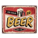 Clayre & Eef Tekstbord  25x20 cm Rood Geel Ijzer Ice cold Beer