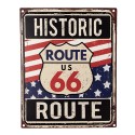 Clayre & Eef Plaque de texte 20x25 cm Bleu Rouge Fer Historic Route Route 66