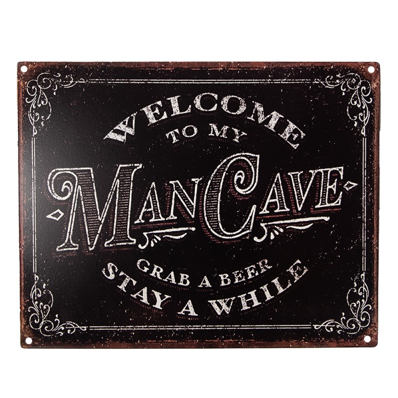 Clayre & Eef Text Sign 25x20 cm Black Iron Man Cave