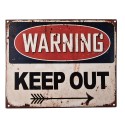 Clayre & Eef Text Sign 25x20 cm Beige Iron Warning