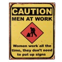 Clayre & Eef Tekstbord  20x25 cm Geel Ijzer Caution men at work