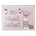 Clayre & Eef Tekstbord  33x25 cm Roze Ijzer Lama No drama Llama