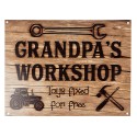 Clayre & Eef Plaque de texte 33x25 cm Marron Fer Grandpa's workshop