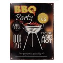 Clayre & Eef Plaque de texte 25x33 cm Noir Jaune Fer BBQ Party