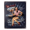 Clayre & Eef Tekstbord  20x25 cm Blauw Ijzer Tommy's Roadside Diner