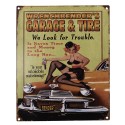 Clayre & Eef Tekstbord  20x25 cm Groen Geel Ijzer Garage & Tire