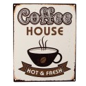 Clayre & Eef Text Sign 20x25 cm Beige Brown Iron Coffee house