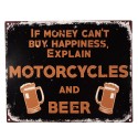Clayre & Eef Text Sign 25x20 cm Black Iron Beer If money can't buy happiness