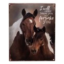 Clayre & Eef Tekstbord  20x25 cm Bruin Ijzer Paarden I will never leave you