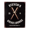 Clayre & Eef Plaque de texte 20x25 cm Noir Fer Cigares Steven's cigar lounge