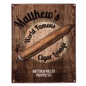 Clayre & Eef Tekstbord  20x25 cm Bruin Ijzer Sigaar Matthew's World famous cigar lounge
