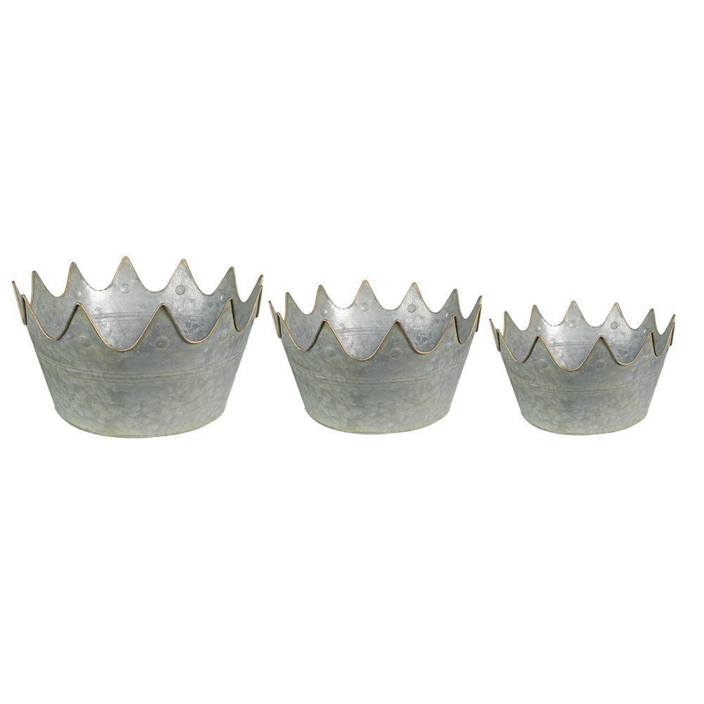 Clayre & Eef Planthouder Ø 43x21 cm Grijs Groen Metaal afbeelding 1