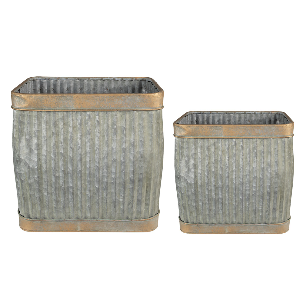 Clayre&Eef Planthouder 38x27x39 cm Grijs Groen Metaal afbeelding