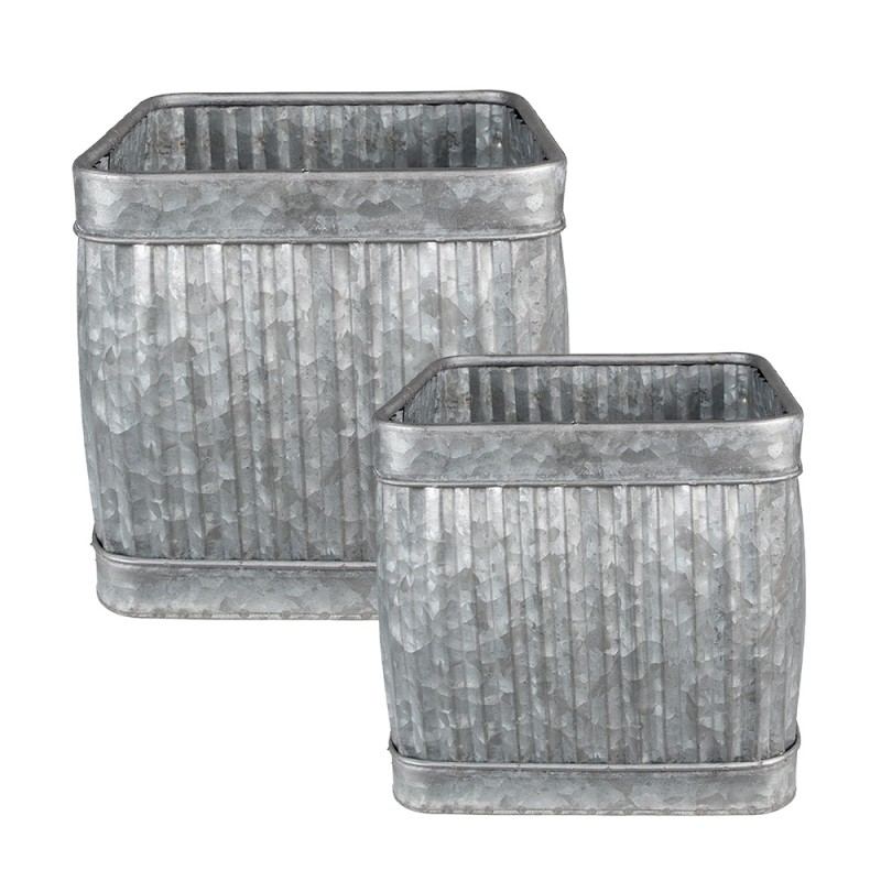 Clayre & Eef Plant Holder 31x31x28 cm Grey Metal Square