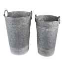 Clayre & Eef Seau décoratif set de 2 Ø 29x41 cm Gris Métal Rond