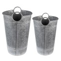 Clayre & Eef Dekoration Eimer 2er Set Ø 29x41 cm Grau Metall Rund