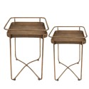 Clayre & Eef Side Table Set of 2 38x38x53 cm Gold colored Metal Square