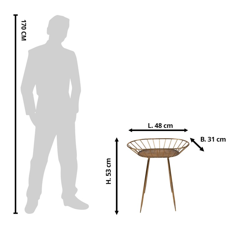 Clayre & Eef Bijzettafel  48x31x53 cm Goudkleurig Metaal Ovaal