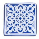 Clayre & Eef Poignée de porte 3x2x3 cm Bleu Blanc Céramique Carré