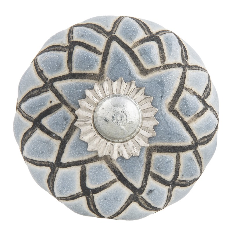 Clayre & Eef Pomello Ø 4 cm Grigio Marrone Ceramica Rond