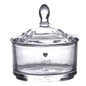 Clayre & Eef Glass Jar Ø 9x9 cm Glass Round Heart Love it all