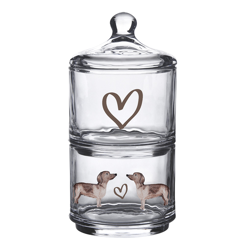 Clayre&Eef Voorraadpot DekselØ 10x21 cm Glas Teckel afbeelding