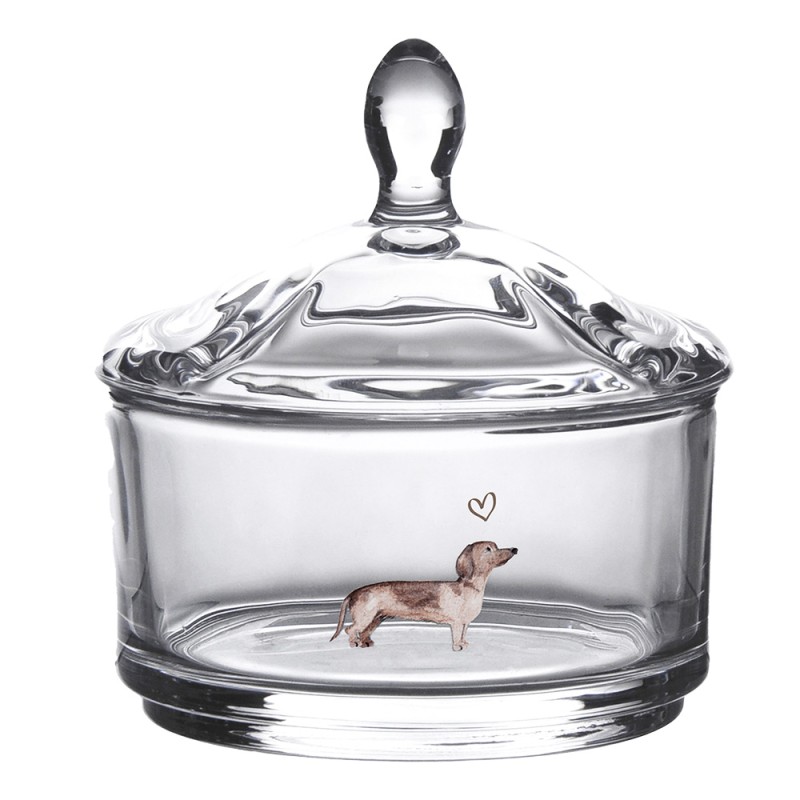 Clayre & Eef Glass Jar Ø 9x9 cm Glass Round Dachshund